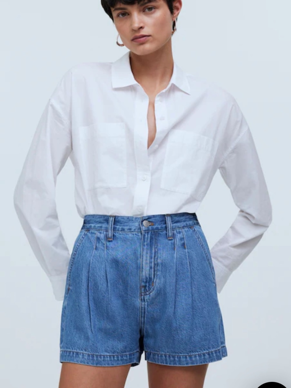 Madewell Pleated High Waist Denim Shorts Women’s Size 16 Light Wash Casual